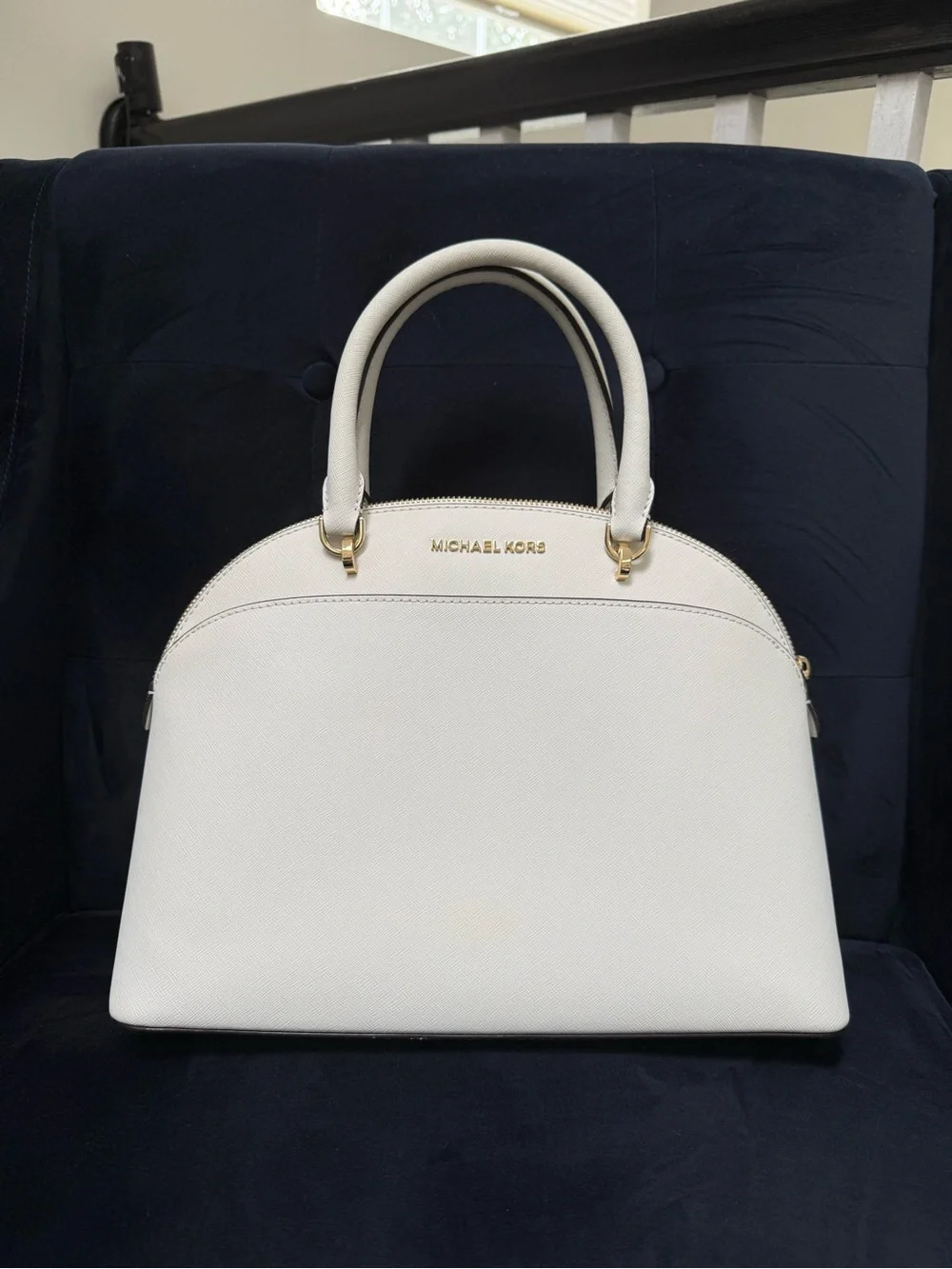 Michael Kors Cream Dome Satchel with Gold Hardware